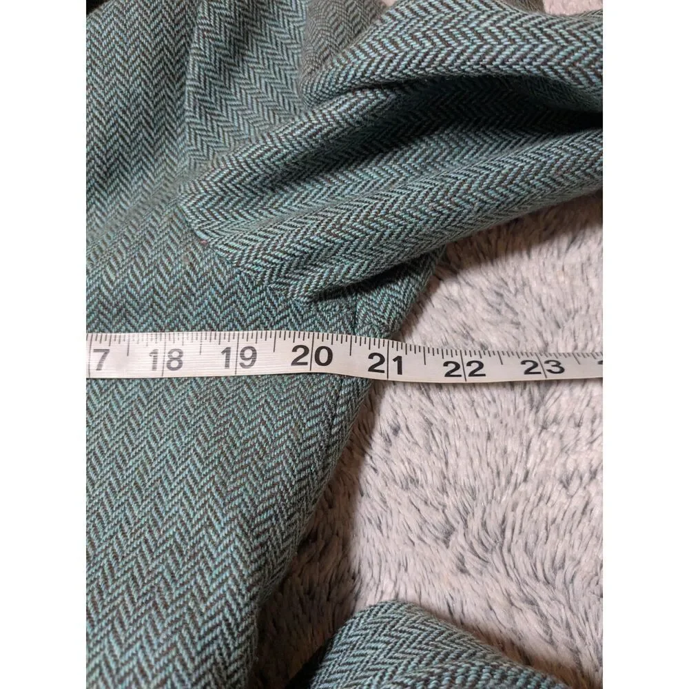 Erica Tanov Wool Peacoat Blue Long Size 1 Small Pockets Buttons Chevron